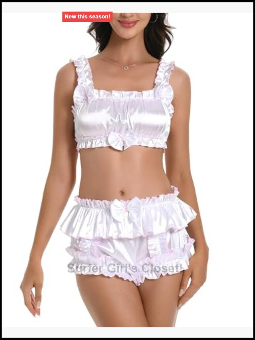 Silky Satin Lingerie Bralette - Ruffled Frilly Fitted - Picture 6 of 7